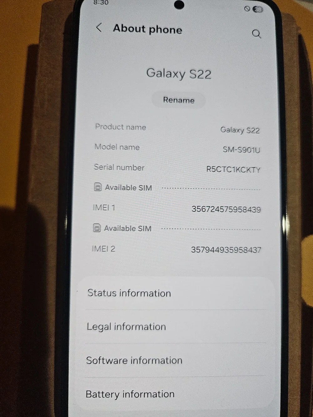 Samsung Galaxy S22 smartphone